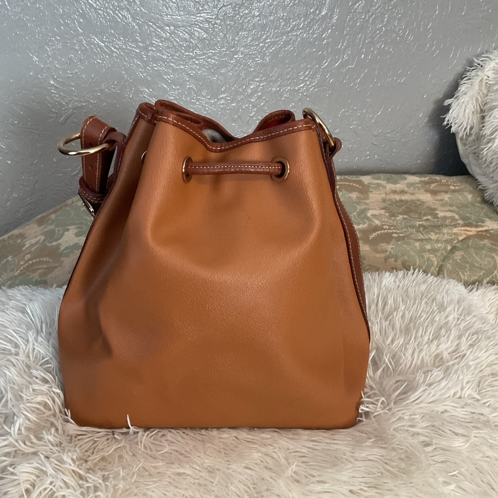 Dooney & Bourke 
Brown Leather Drawstring Bucket Bag - Picture 6 of 9